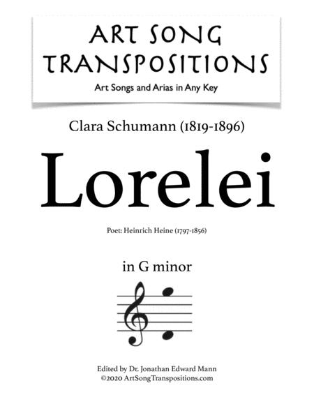 Clara Schumann Lorelei Transposed To G Minor Sheet Music