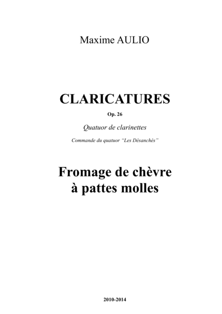 Free Sheet Music Claricatures For Clarinet Quartet Score