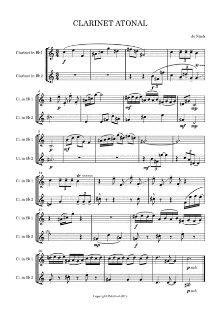 Free Sheet Music Clarinet Atonal