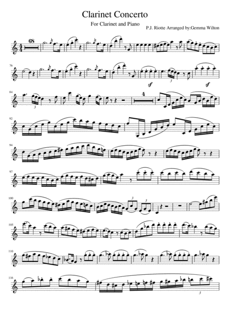 Free Sheet Music Clarinet Concerto In Bb Major By P J Riotte