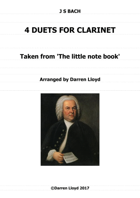 Clarinet Duets 4 Duets From Bachs Little Notebook Sheet Music