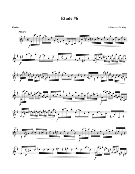 Clarinet Etude 10 Arr Marten King Sheet Music