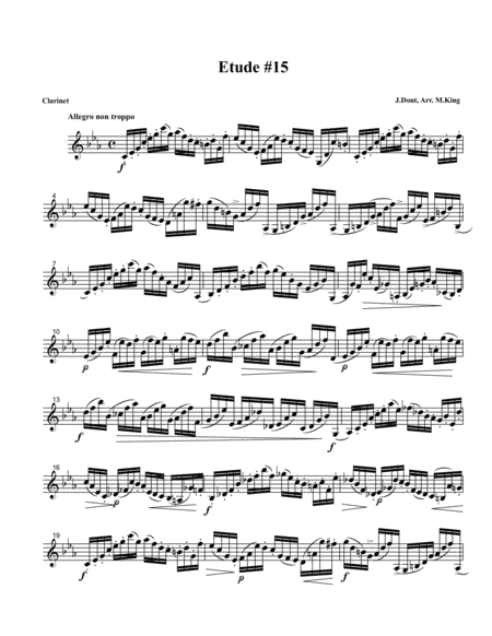 Free Sheet Music Clarinet Etude 15 Arr Marten King