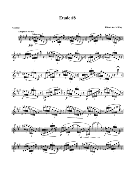 Clarinet Etude 8 Arr Marten King Sheet Music