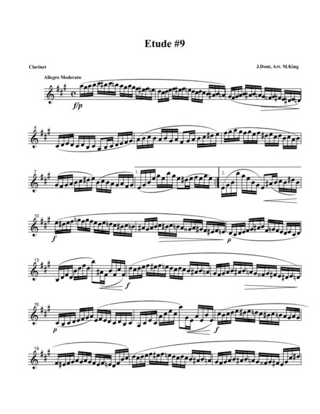 Free Sheet Music Clarinet Etude 9 Arr Marten King