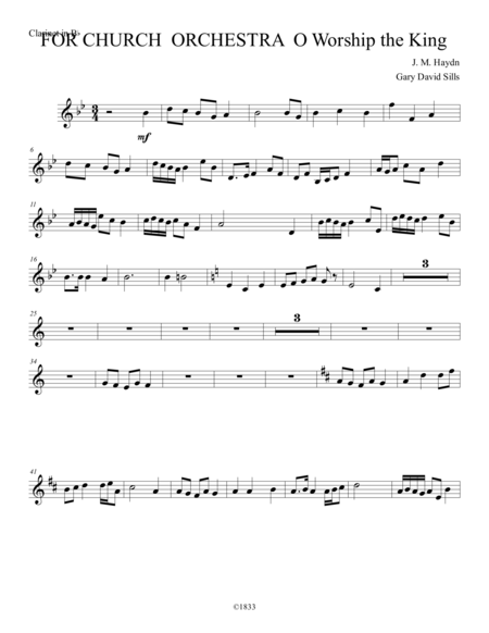 Clarinet O Worship The King For Church Orchestra Sheet Music