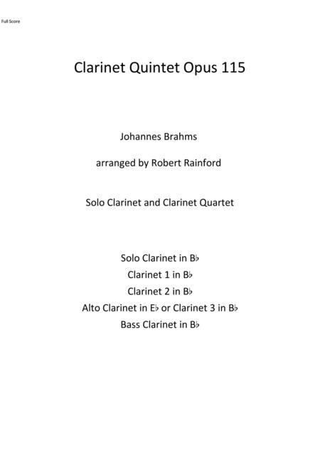 Clarinet Quintet Opus 115 Sheet Music