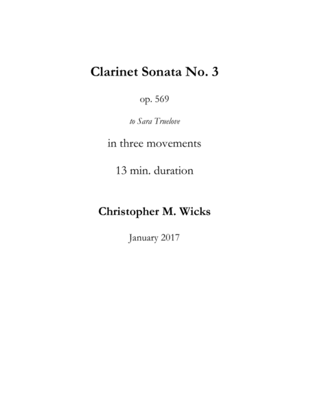 Clarinet Sonata No 3 Sheet Music