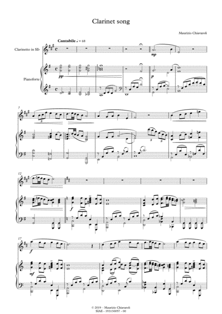 Clarinet Song Sheet Music