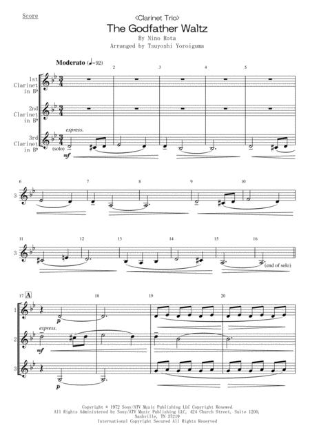 Clarinet Trio The Godfather Waltz Sheet Music