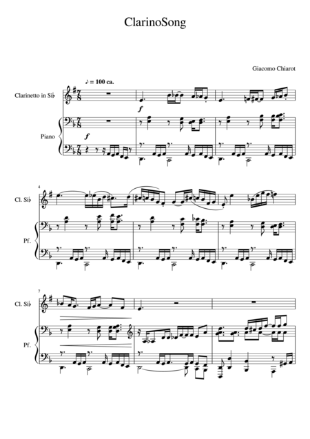 Free Sheet Music Clarinosong