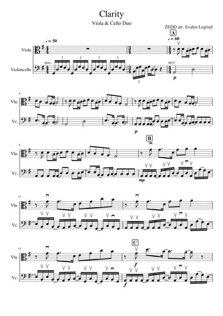 Free Sheet Music Clarity Viola And Cello Duo