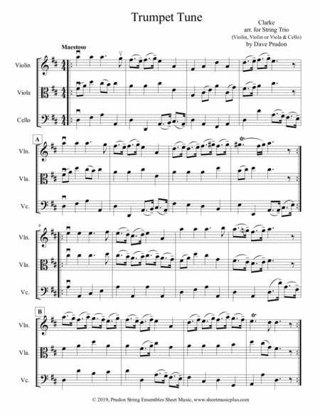 Clarke Trumpet Tune For String Trio Sheet Music