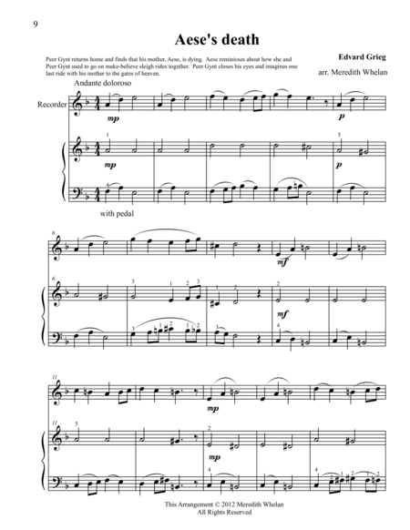 Free Sheet Music Classical Duets For Recorder Piano Aeses Death