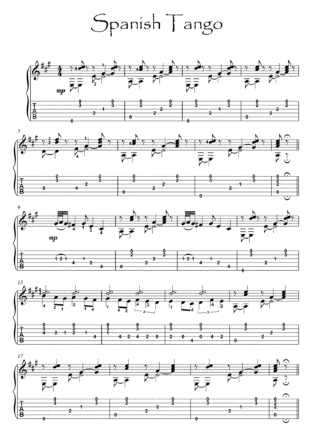 Classical Guitar Solo Tango Sheet Music