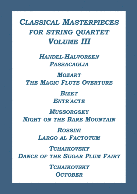 Classical Masterpieces For String Quartet Volume Iii Sheet Music