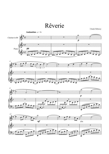Free Sheet Music Claude Debussy Rverie Clarinet In Bb Solo