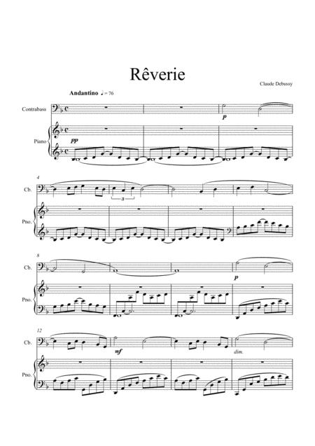 Claude Debussy Rverie Contrabass Solo Sheet Music