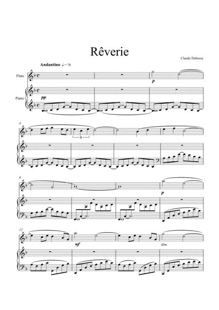 Free Sheet Music Claude Debussy Rverie Flute Solo
