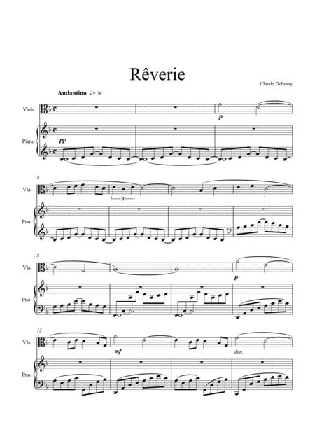 Claude Debussy Rverie Viola Solo Sheet Music