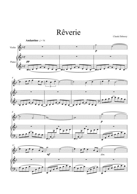 Claude Debussy Rverie Violin Solo Sheet Music