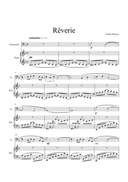 Free Sheet Music Claude Debussy Rverie Violoncello Solo