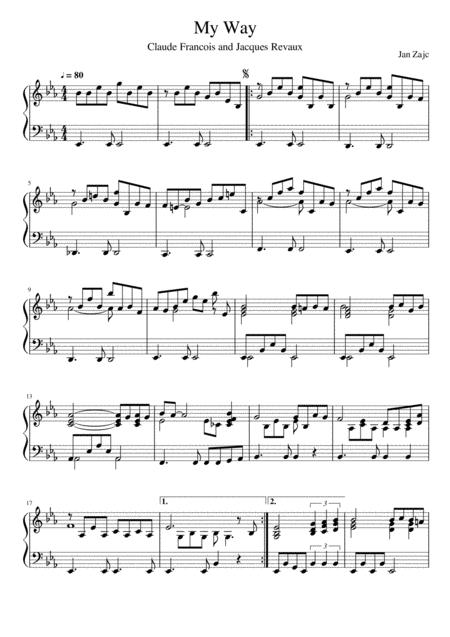 Free Sheet Music Claude Francois Jacques Revaux My Way
