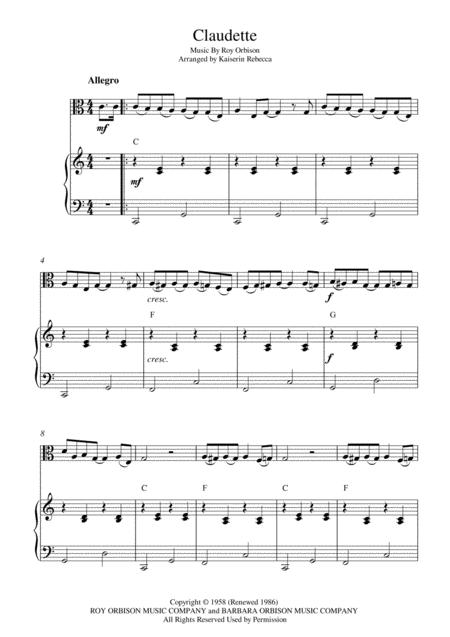 Free Sheet Music Claudette Viola Solo And Piano Accompaniment