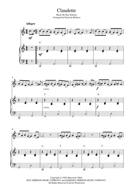 Free Sheet Music Claudette Violin Solo And Piano Accompaniment With Chords