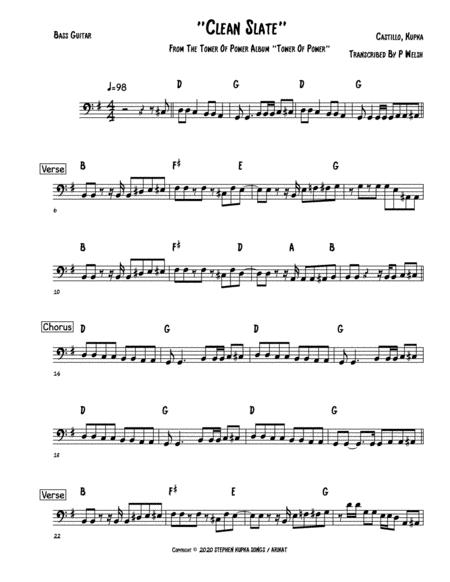 Clean Slate Bass Guitar Sheet Music