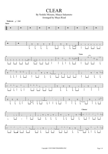 Free Sheet Music Clear Sakamoto Maaya Bass Tab