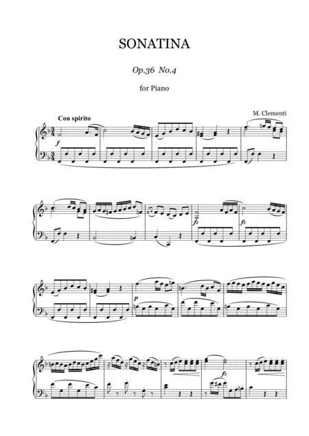 Free Sheet Music Clementi Sonatina For Piano Op 36 No 4