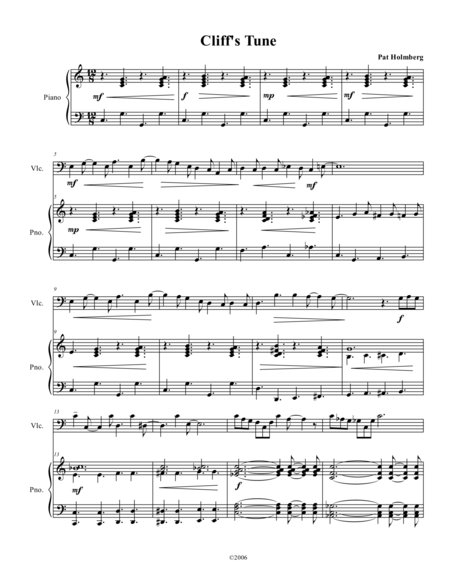 Cliffs Tune For Cello And Piano Sheet Music