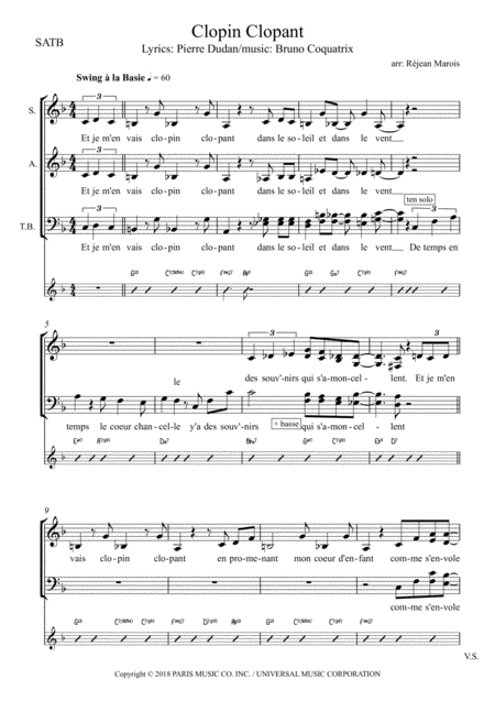 Free Sheet Music Clopin Clopant