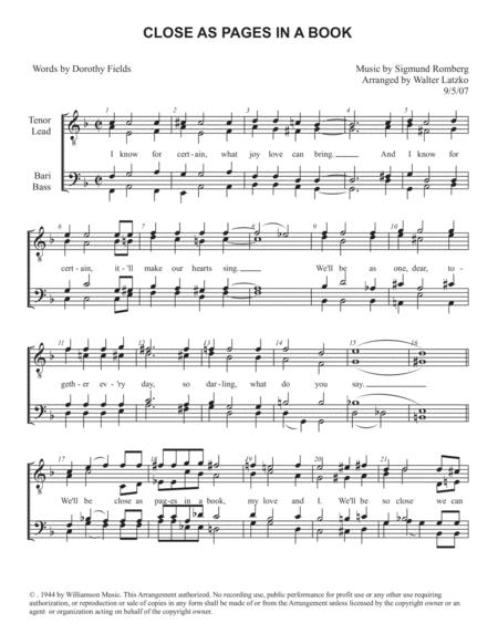Free Sheet Music Close As Pages In A Book