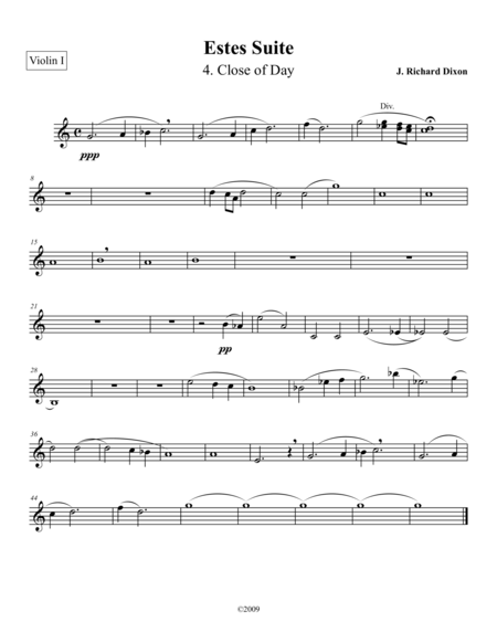 Close Of Day From Estes Suite Violin 1 Sheet Music