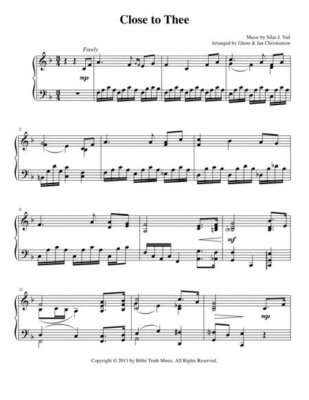 Free Sheet Music Close To Thee