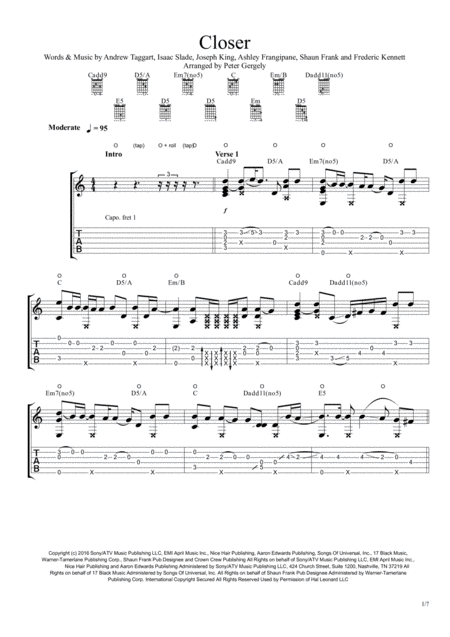 Free Sheet Music Closer Fingerstyle Guitar