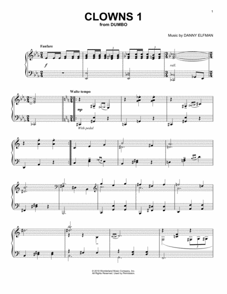 Free Sheet Music Clowns 1 From The Motion Picture Dumbo