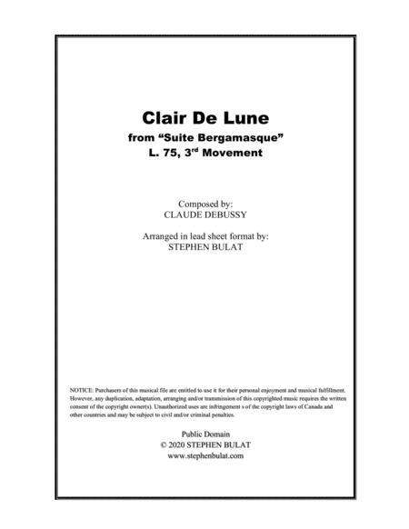 Free Sheet Music Clre De Lune Debussy Lead Sheet Key Of G
