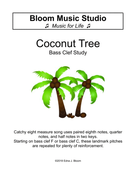 Free Sheet Music Coconut Tree Bass Clef Study