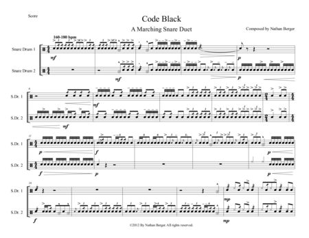 Code Black Marching Snare Duet Sheet Music