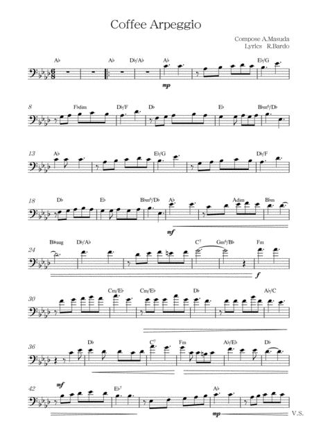 Coffee Arpeggio Cello Version Play By Mara Sheet Music