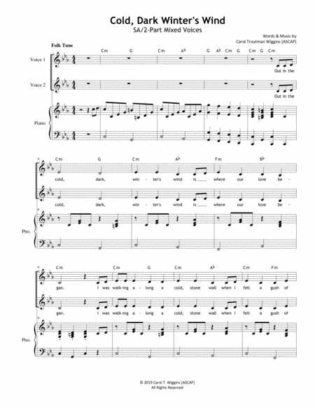 Free Sheet Music Cold Dark Winters Wind 2 Part