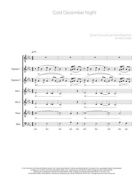 Cold December Night Ssaatb A Cappella Sheet Music