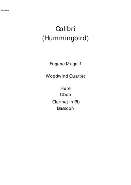 Free Sheet Music Colibri Hummingbird