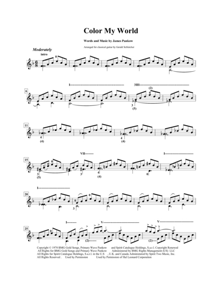 Free Sheet Music Color My World