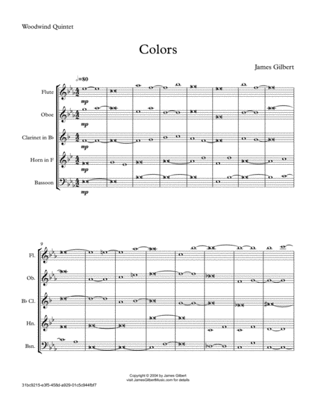 Free Sheet Music Colors Ww07