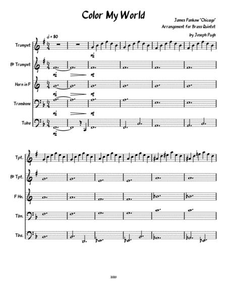 Free Sheet Music Colour My World For Brass Quintet