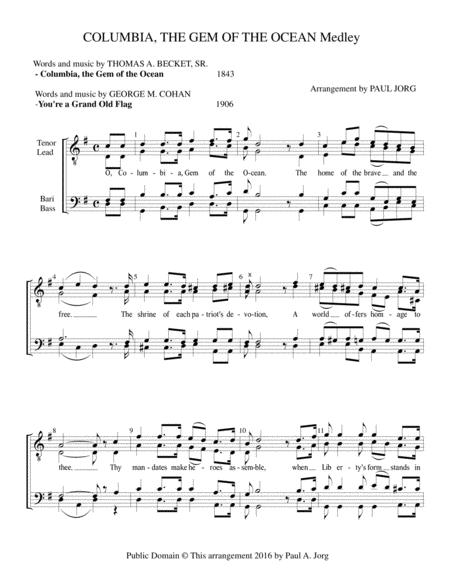 Free Sheet Music Columbia The Gem Of The Ocean Medley